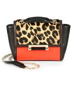 Diane von Furstenberg Mini Leather & Leopard-Print Calf Hair Satchel - Lyst