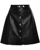 Sea Black Leather Snap Up Skirt - Lyst