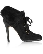 Oscar de la Renta Sisi Shearling And Suede Ankle Boots - Lyst