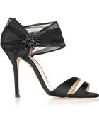 Oscar de la Renta Melissa Embellished Satin And Chiffon Sandals - Lyst