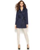 Inc International Concepts Belted Faux-Leather-Trim Trench Coat - Lyst
