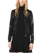 Michael Kors Plongé Leather Bomber Jacket - Lyst
