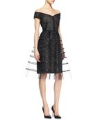 Lela Rose Off-Shoulder Embroidered Dress - Lyst