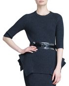 Michael Kors Ribbed Peplum Sweater - Lyst