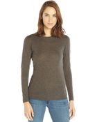 Autumn Cashmere Pumpernickel Grey Cashmere Knit Crewneck Rolled Hem Sweater - Lyst
