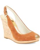 MICHAEL Michael Kors Keegan Suede Slingback Wedges - Lyst