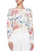 Theory Delpy Cropped Floral-Print Sweater - Lyst