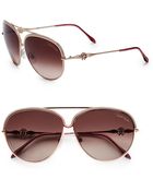 Roberto Cavalli Round Rose Gold Metal Sunglasses - Lyst