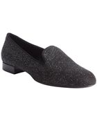 Saint Laurent Black Glitter Leather Loafers - Lyst