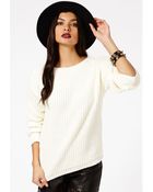 Missguided Parma Knitted Jumper in Cream - Lyst