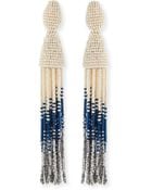 Oscar de la Renta Long Ombre-Beaded Tassel Clip Earrings - Lyst