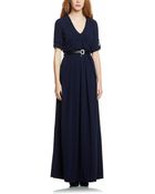 Patrizia Pepe Long Viscose Crepe V-Neck Dress - Lyst