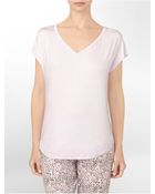 Calvin Klein Cotton Modal V-Neck Cap Sleeve Pajama Top - Lyst
