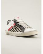 Leather Crown Striped Panel Sneakers - Lyst