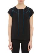 Maiyet Contrast-Trim Cap-Sleeve Top - Lyst