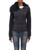 Moncler Belted Jacket With Shearling Collar - Lyst