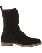 Armani Jeans Fleece Lined Lace Up Combat Boot - Lyst