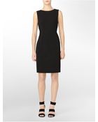 Calvin Klein Seam Detail Sleeveless Sheath Dress - Lyst