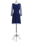 Jessica Simpson Long Sleeved Chiffon Dress - Lyst
