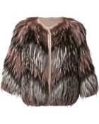 Yves Salomon Knitted Detail Fur Jacket - Lyst