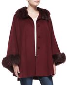 Sofia Cashmere Fur-trimmed Button-front Cape Coat - Lyst