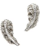 Oscar de la Renta Feather Clip On Earrings Crystalsilver - Lyst