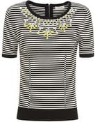 Milly Rhinestone Embellished Stripe Sweater - Lyst