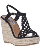 Steve Madden Manngo Wedge Espadrille Black Fabric - Lyst
