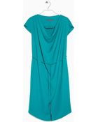 Violeta By Mango Draped Neckline Dress - Lyst