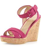 Stuart Weitzman Annex Suede Wedge Sandal - Lyst