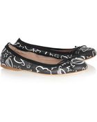 Miu Miu Printed Leather Ballet Flats - Lyst
