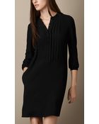 Burberry Pleat Detail Crepe Tunic Dress - Lyst