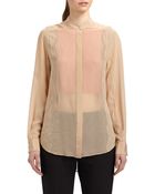 3.1 Phillip Lim Lace-Inset Silk Chiffon Blouse - Lyst