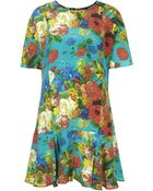 Topshop Silk Botanical Print Flippy Dress By Boutique - Lyst