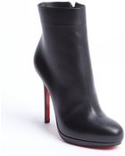 Christian Louboutin Black Leather Side Zip Heel Boots - Lyst