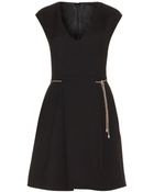 Roberto Cavalli Wool Dress With Chain Belt - Lyst