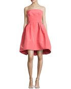 Monique Lhuillier Strapless Silk Faille Full Skirt Dress - Lyst
