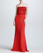 Elie Saab Beaded Strapless Blouson Gown Crimson - Lyst