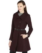 SOIA & KYO Wine Wool Blend Belted 'Autry' Coat - Lyst
