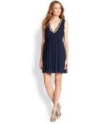Alice + Olivia Embellished-Neck Grecian Silk Dress - Lyst