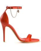 Alexander McQueen Skull Chain Sandals In Red Leather - Lyst