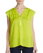 Rebecca Taylor Laser-Cut Zip Blouse - Lyst