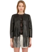 Blancha Fringed Laminated Nappa Leather Jacket - Lyst