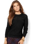 Lauren by Ralph Lauren Petite Pointelle-Knit Crew-Neck Sweater - Lyst
