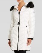 Dawn Levy Dl2 By Coat - Natashia Chevron With Faux Fur Trim Hood - Lyst