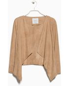 Mango Suede Waterfall Jacket - Lyst