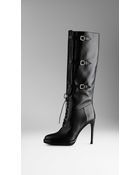 Burberry Buckle Detail Leather Boots - Lyst