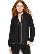 Michael Kors Michael Laser-Cut-Trim Blouse - Lyst