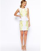 Asos Peplum Dress With Embroidery And Cutwork - Lyst