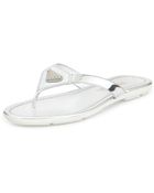 Prada Patent Leather Logo Thong Sandal - Lyst